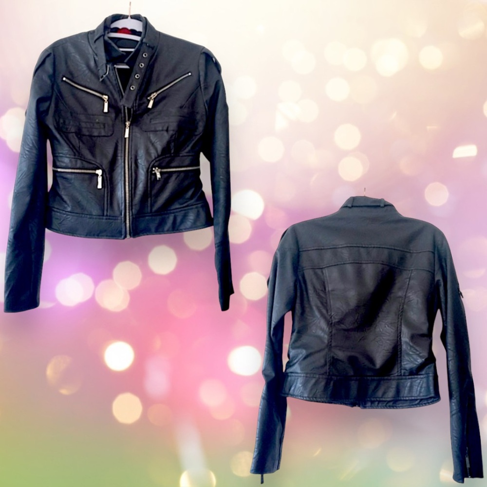 Faux Leather Jacket - Black